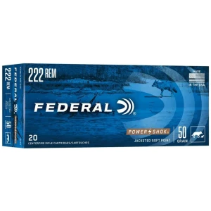 Federal Power-Shok .222 Rem 50 gr Jacketed Soft Point ammunition, 20 rounds per box