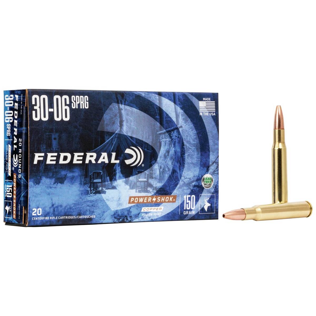 Federal Power-Shok .30-06 Springfield 150 gr Copper Hollow Point 20rd box