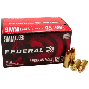 Federal American Eagle 9mm Luger 124 gr FMJ 100-round box