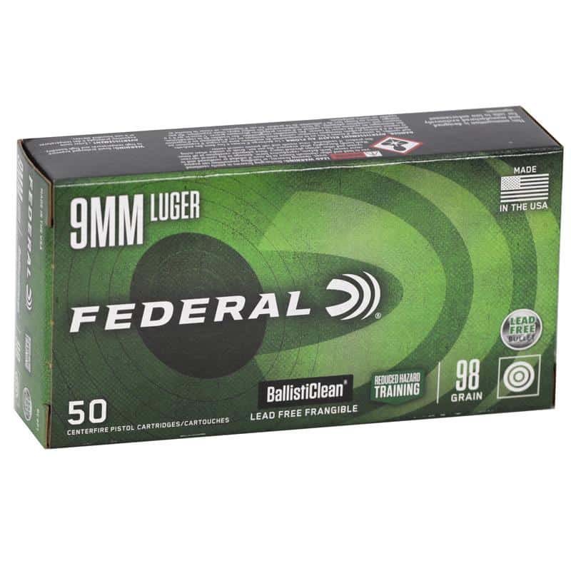 Federal BallistiClean 9mm Luger 98gr LF Frangible Handgun Ammunition 50 count box