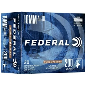 Federal Power-Shok 10mm Auto 200gr JHP ammunition box, 20 rounds