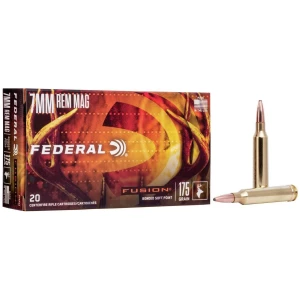Federal Fusion 7mm Rem Mag 175 gr Fusion Soft Point ammunition box, 20 rounds