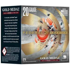 Box of Federal Gold Medal Paper 20ga 2-3/4" #7.5 shotshells 25 count