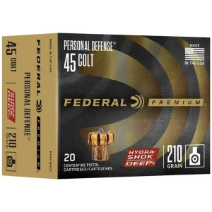 Federal Hydra-Shok Deep .45 Long Colt 210 gr JHP ammunition box, 20 rounds