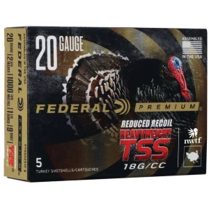 Box of Federal Premium Heavyweight TSS 20 Gauge 2.75in 1-1/8oz #9 turkey shotgun shells