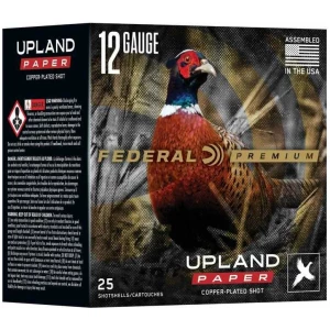 Federal Premium Upland Paper 12ga 2-3/4in 1-1/4oz #4 shotshell box, 25 count