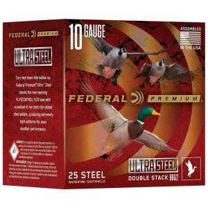 Federal Ultra Steel 10ga 3-1/2" shotshells box showing branding and specifications