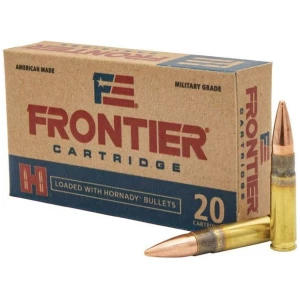 Hornady Frontier .300 BLK 125 gr FMJ ammunition boxes and rounds