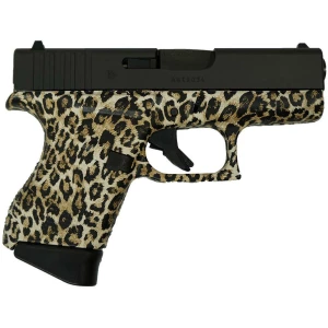 Glock G43 Custom Leopard Print 9mm handgun right-side view