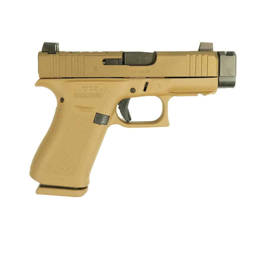 Glock 43X MOS FDE 9mm, 3.41 inch barrel, RMS/c optic cut, compensator, two 10-round magazines