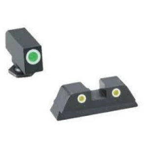 Green YellowTritium 3 dot sight set white outlines for Glock 42-43