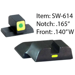 Ameriglo CAP Tritium Night Sights for S&W M&P / Front Tritium - Green / Front Outline - LumiGreen / Style - CAP / Rear Paint Bar - LumiGreen