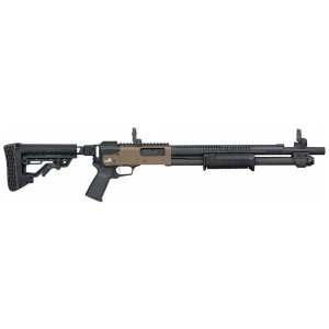 Mossberg 590R 12ga 18.5in two-tone Flat Dark Earth and Black folding stock