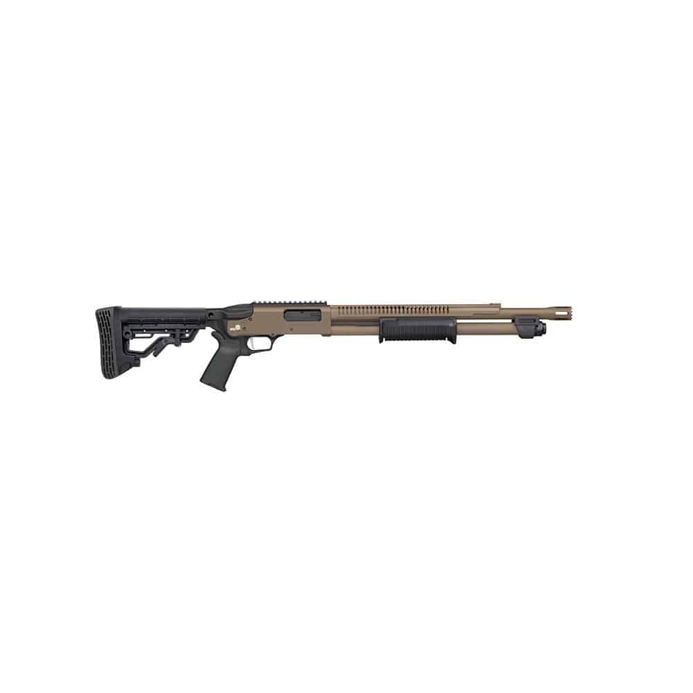 Mossberg 590R 12 Gauge 18.5in FDE Cerakote stand-off barrel pump shotgun