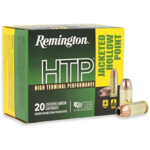 Remington HTP .45 Auto 230gr JHP ammunition box, 20 rounds
