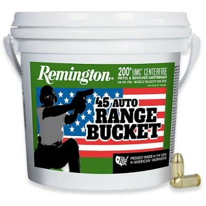 Remington UMC Range Bucket .45 ACP 230 gr FMJ 200 rd packaging