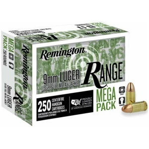 Box of Remington Range 9mm Luger 115 gr FMJ 250-count ammunition