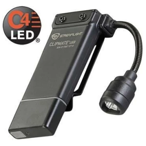 Streamlight Clipmate USB rechargeable clip-on light showing flexible neck and built-in USB charge tab