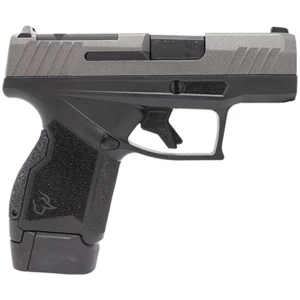 TAURUS GX4 TORO 9mm pistol with 3.06 in barrel, black slide and tungsten/ matte stainless finish