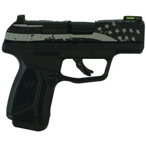 Ruger Max-9 Pro 9mm handgun, 3.2-inch barrel, flag engraved, optic-ready