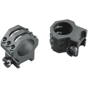 Weaver 6-hole Picatinny scope rings 1-inch high black hardcoat anodized