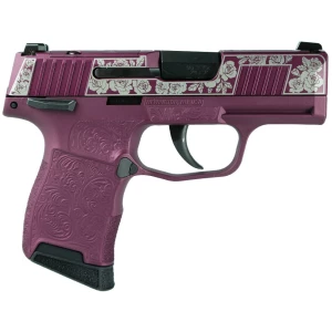 Sig Sauer P365-380 Black Cherry Roses 380 Auto handgun right-side view