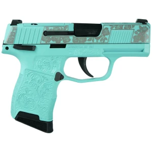 Sig Sauer P365-380 Robin's Egg Blue and Roses 380 Auto 3.1" barrel black manual safety