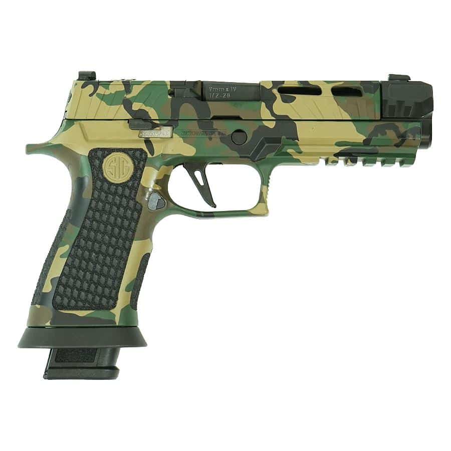 Sig Sauer P320 Spectre Comp 9mm Woodland Camo 4.6 inch TiN threaded barrel
