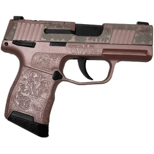 Sig Sauer P365 Gun & Roses 9mm optic-ready handgun with X-RAY3 sights, left/front view