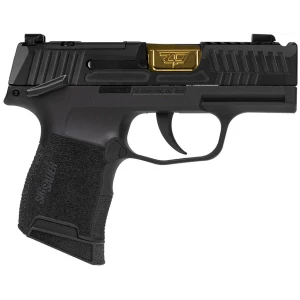 Sig Sauer P365 Outlander Black 9mm pistol with gold barrel and X-RAY3 sights