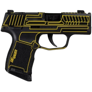 Sig Sauer P365 Outlander Yellow Laser 9mm handgun with black slide and X-RAY3 sights