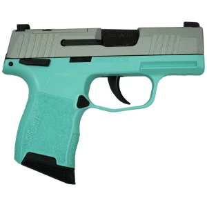Sig Sauer P365 optic ready handgun silver slide robin's egg blue frame 3.1-inch barrel