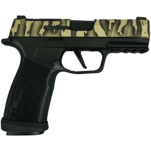 Sig Sauer P365 Tiger Striped XMACRO TACOPS 9mm handgun left-side view