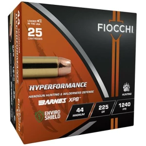 Fiocchi Hyperformance Hunt .44 Rem Mag 225gr Barnes XPB hollow point ammunition 25rd box