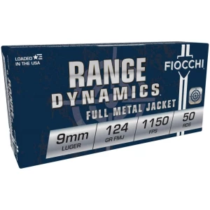 Fiocchi 9mm Luger 124gr FMJ 50rd box ammunition product image