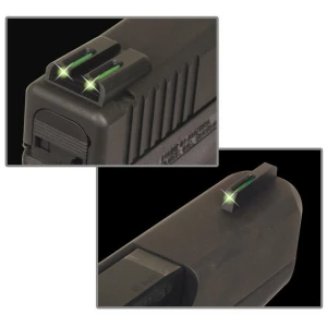 Truglo TFO Tritium/Fiber-Optic Day/Night Sights Fits Glock 17 / 17L 19 22 23 24 26 27 33 34 35 38 and 39 - Front Green/Rear Green