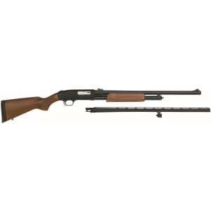 Mossberg 500 12 Gauge Field/Deer Combo with 28in vent rib and 24in rifled barrels, blued finish and hardwood stock