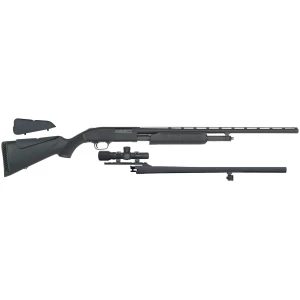 Mossberg 500 Field/Deer Combo 12 Gauge with 28-inch vent rib and 24-inch rifled barrel, black synthetic stock