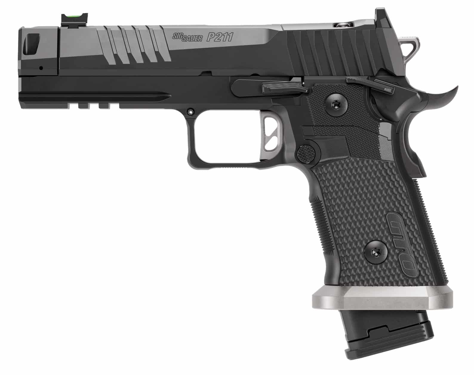 Sig Sauer P211-GTO 9mm 4.4in compensated pistol, black Nitron finish, G10 grips