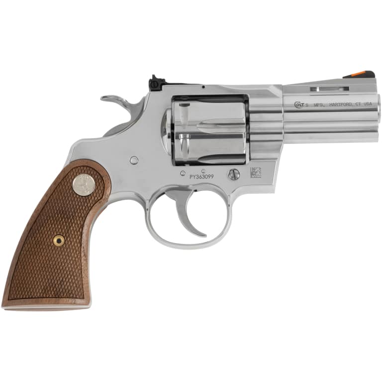 Colt Python stainless .357 Magnum revolver 2.5in barrel walnut grips adjustable rear sight