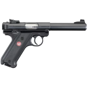 Ruger Mark IV Target .22 LR 5.5-inch blued bull barrel pistol with black checkered grips