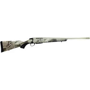 Tikka T3x Lite Veil Alpine 7mm PRC rifle side view with Veil Alpine camo and synthetic stock