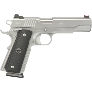 Wilson Combat ACP 9mm 5-inch stainless pistol with gray G10 Eagle Claw grips